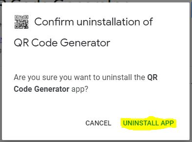 Confirm Uninstall QR Code Generator app